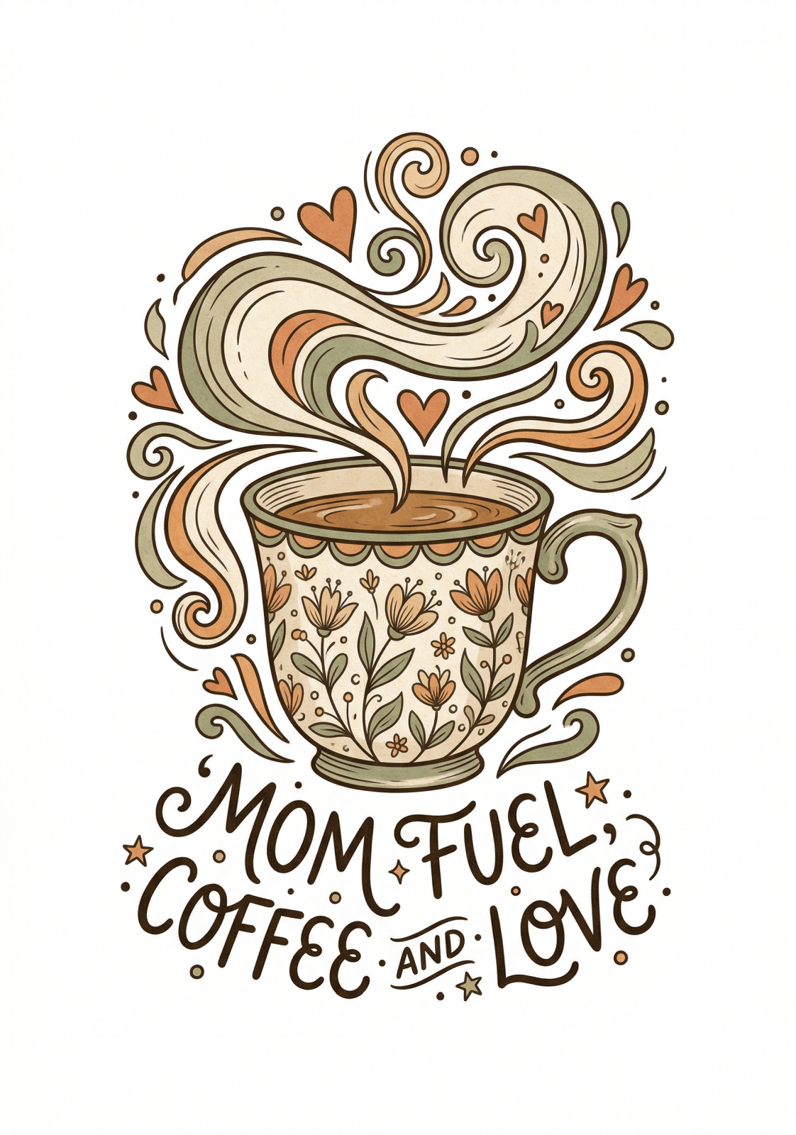 Mom Fuel, Coffe and Love Postkarten Motiv