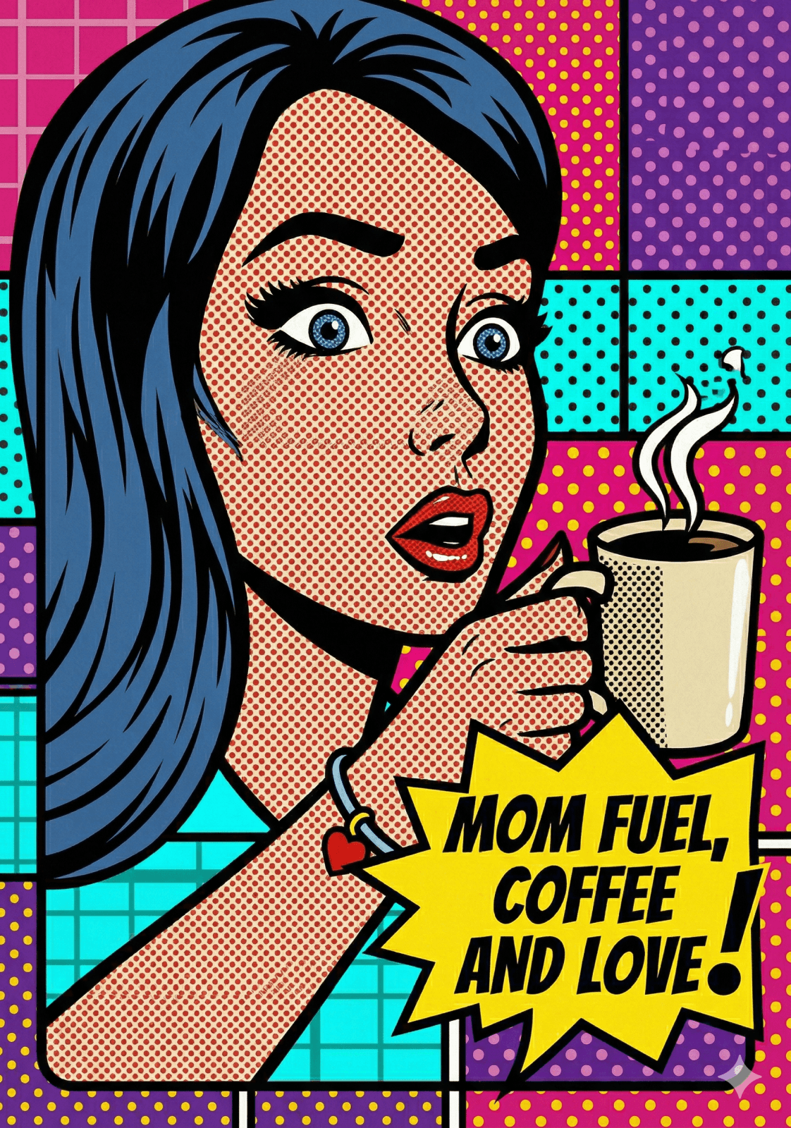 Popart Muttertagskarte zum kostenlosen Download