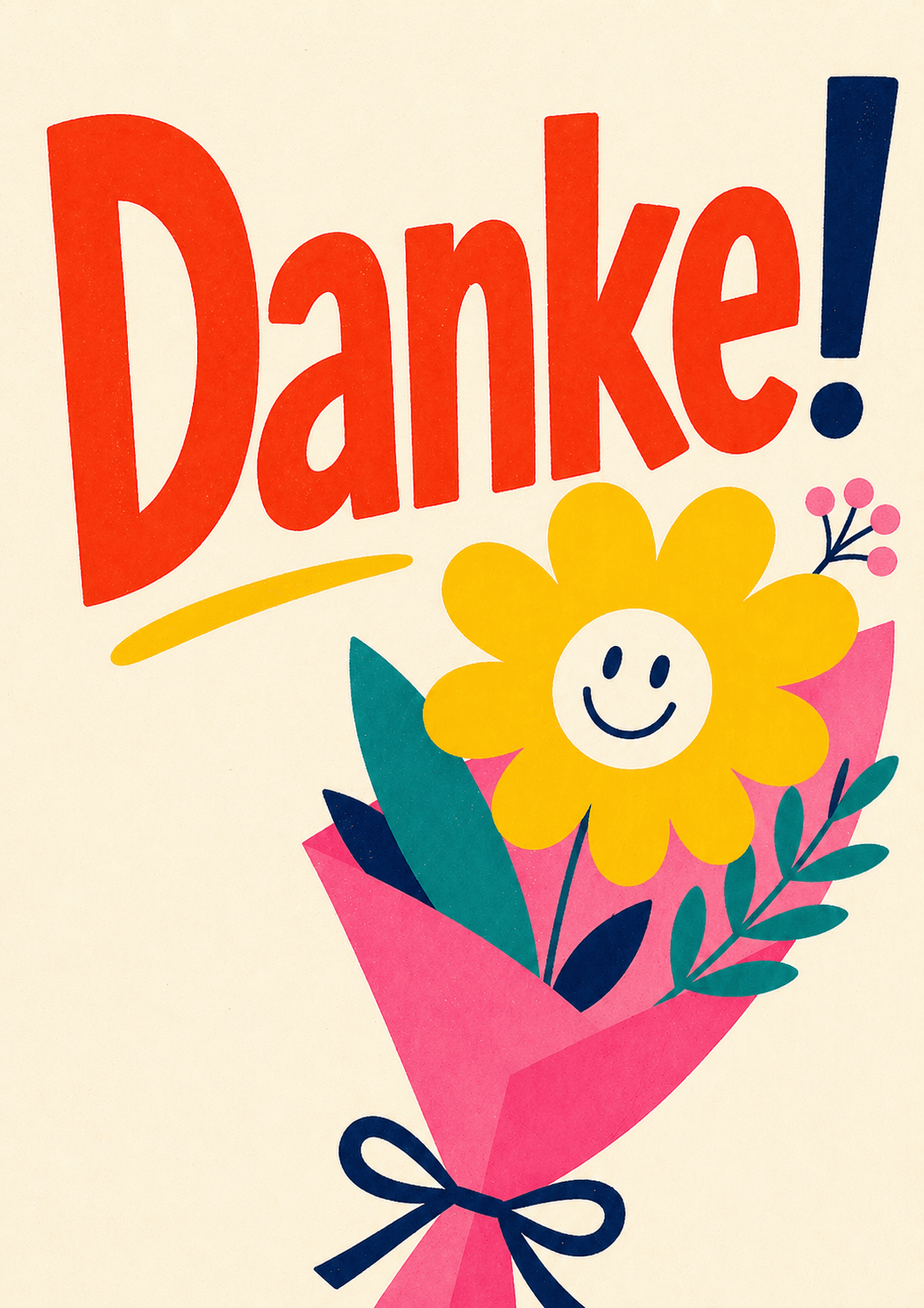 Postkarten-Vorlage: Danke mit Blumen-Motiv