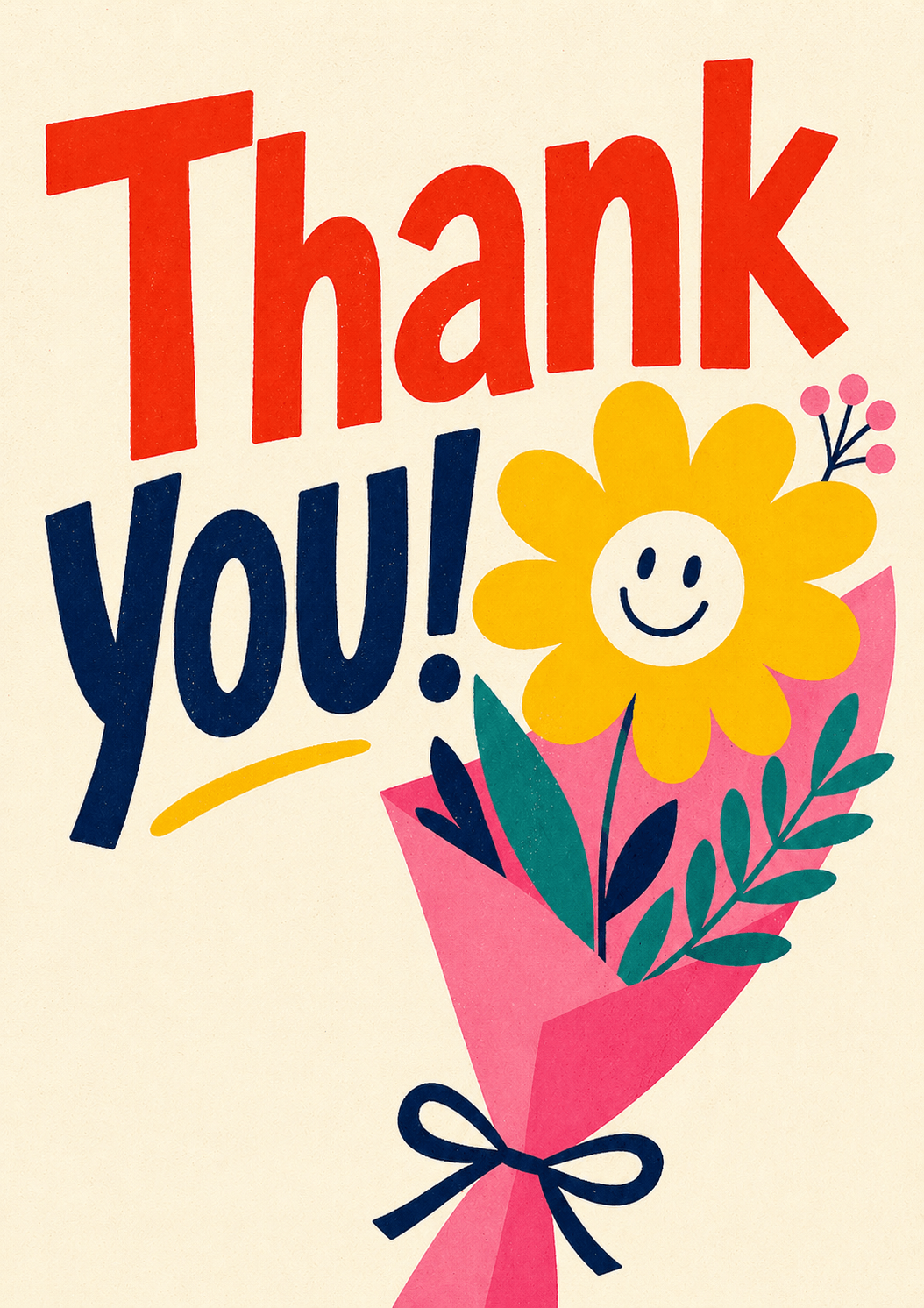 Postkarten-Vorlage: Thank You mit Blumen