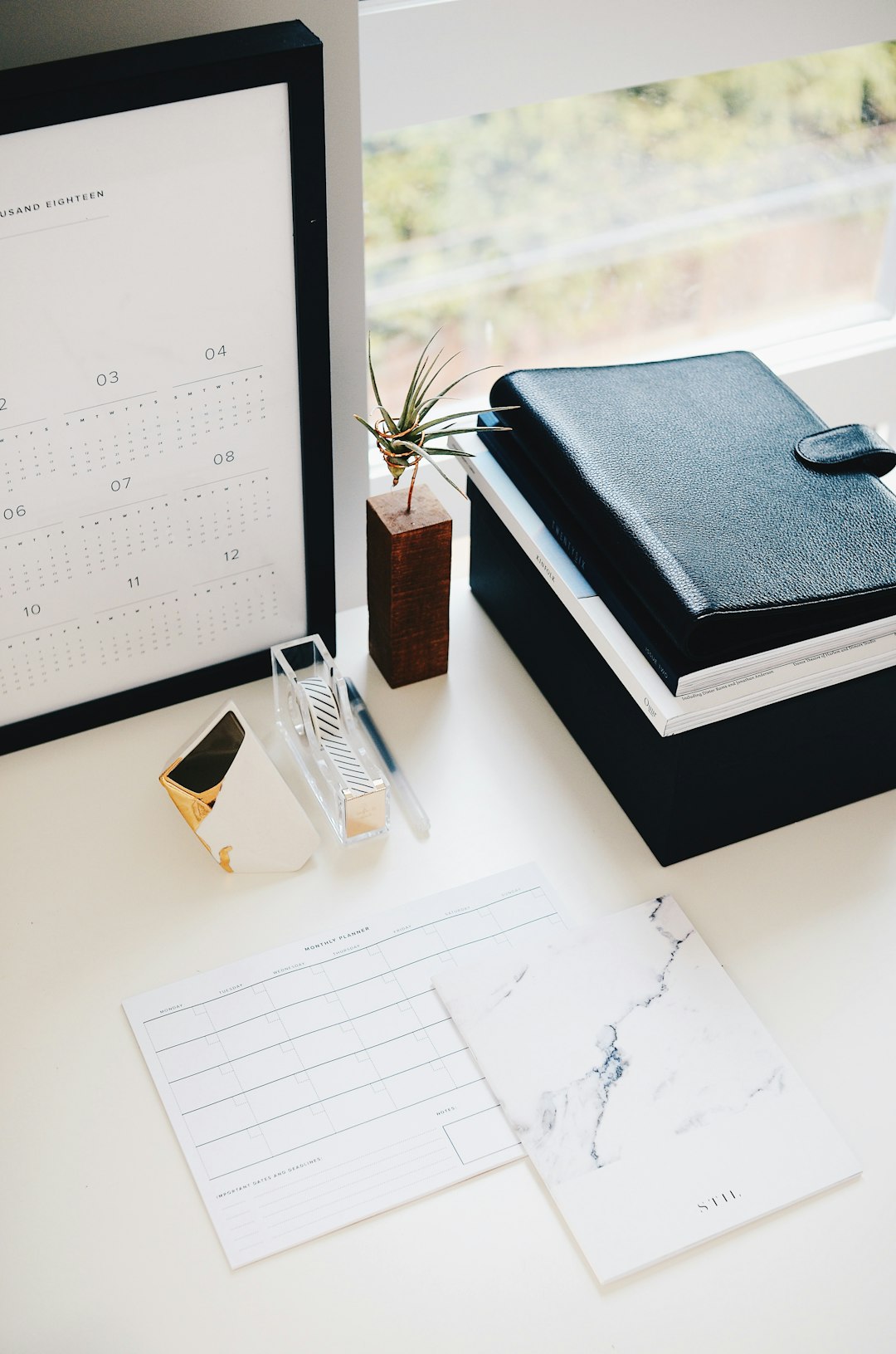 Clean office desk with a coffee mug and laptop β workspace before holidays