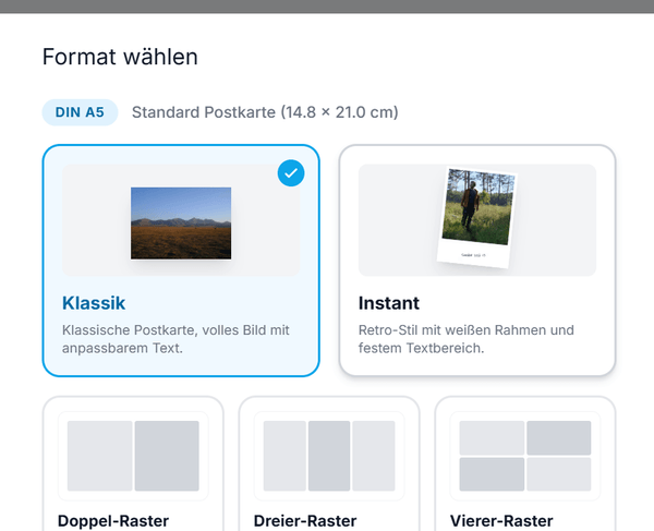Screenshot: Auswahl des Classic Templates im Editor