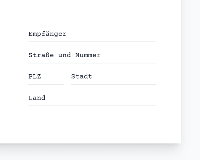 Screenshot: Eingabe der Empfängeradresse