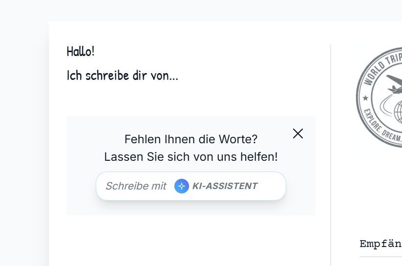 Screenshot: Persönlichen Text in das linke Feld tippen